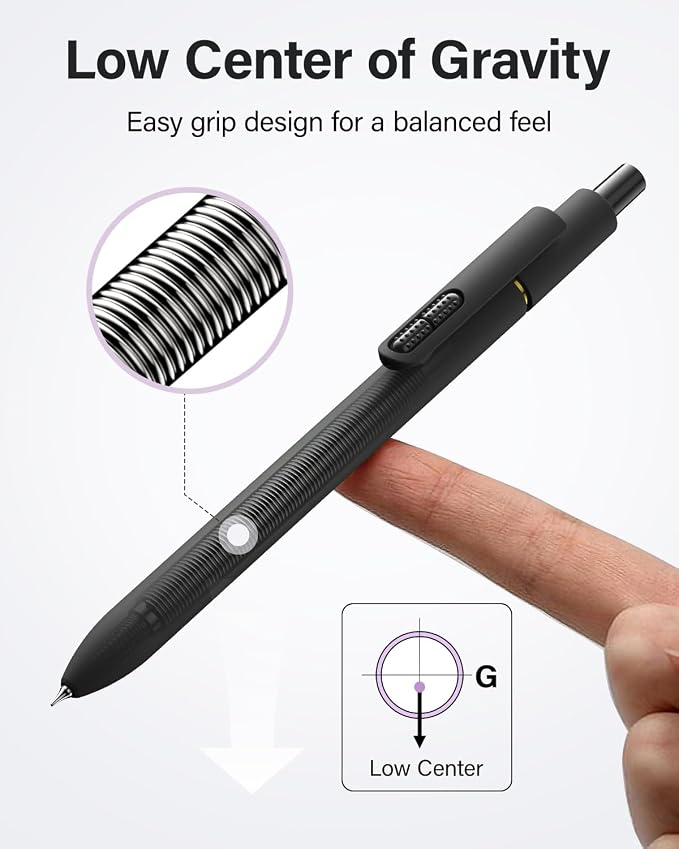 inkipen 8Pcs Gel Pens - 0.5mm Black Ink Pens Fine Point Smooth Writing, Quick Drying Retractable Pen for Journaling, Cute School & Office Supplies (Basic)
