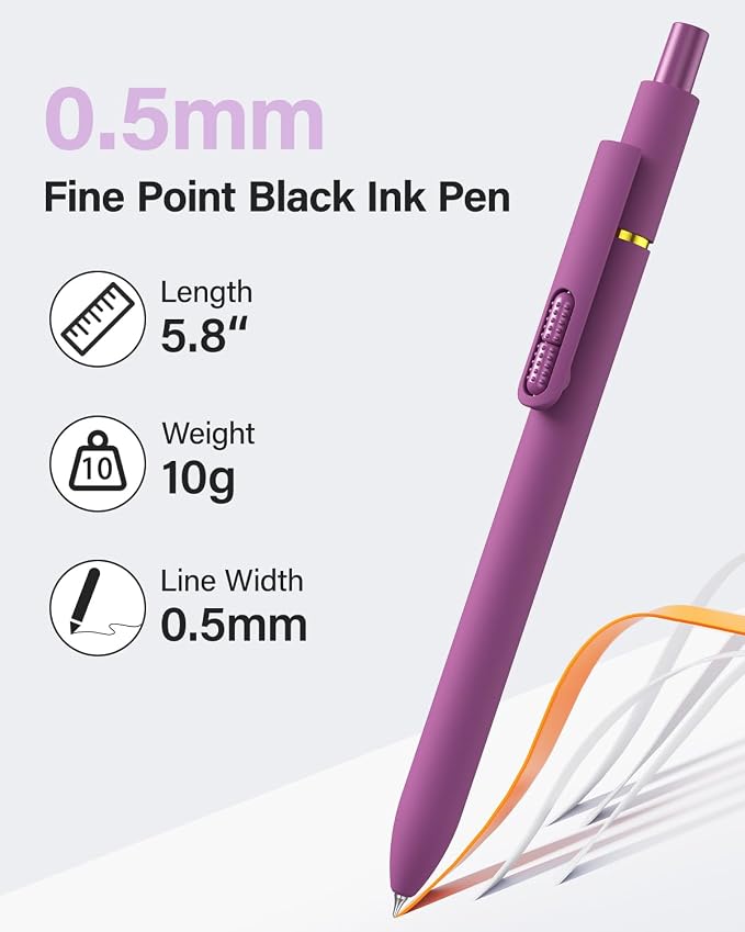 inkipen- 16 Pack Pens, Gel pens Black Ink, Fine Point(0.5mm),Quick-Drying Smooth Writing,School and Office Supplies （vintage color）