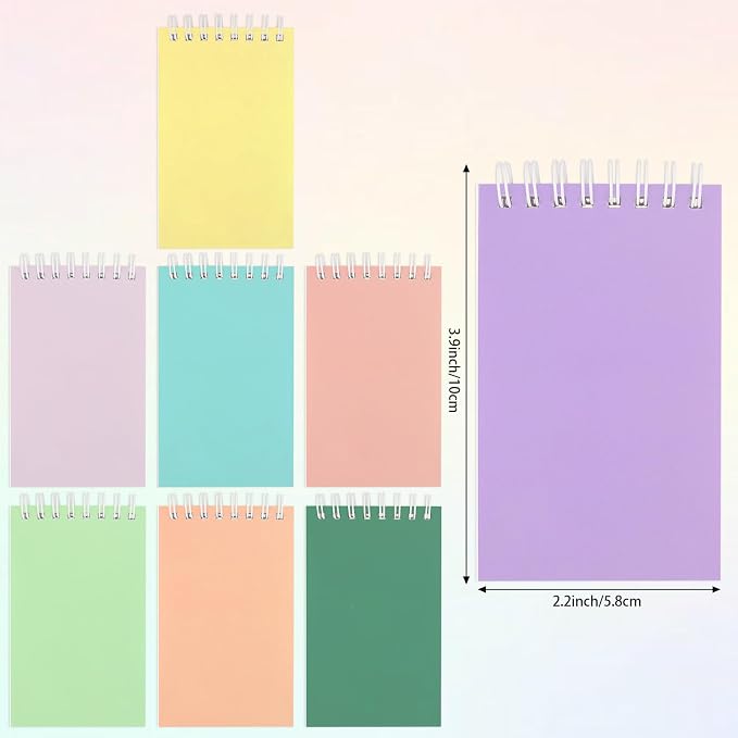 Atiloy 24 Packs Pocket Notebook Mini Notebooks Bulk Small Spiral Notepad for Work, Home, Office, School, Gifts, 8 Colord