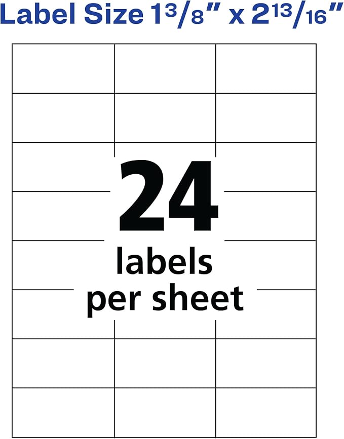 Avery Printable Address Labels for Copiers, 1-3/8" x 2-13/16", White, 2,400 Blank Mailing Labels (05363)