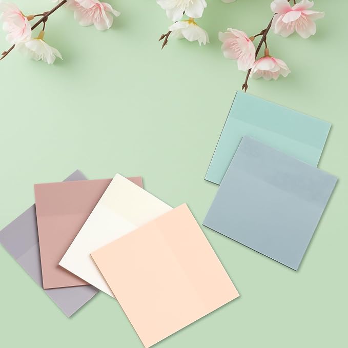 Sticky Notes, Sticky Notes 3x3 12 Pads 6 Pastel Colors Transparent Self-Stick Stickies Clear Aesthetic Bible Annotation Note Pads 50 Sheets Teacher Back to School Supplies and Oﬃce Products