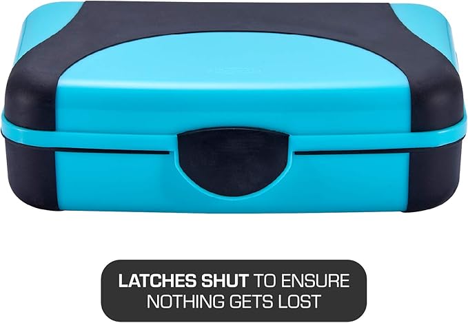 LockerMate by Bostitch Hard Pencil Case, Durable Plastic Pencil Box, Kid-Friendly Colors in Blue & Turquoise, 2-Pack