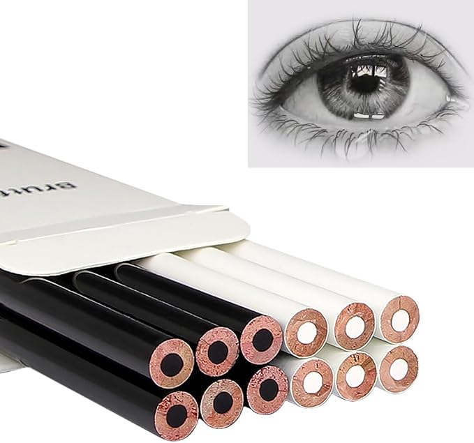 SIQITECHNO 12Pcs Black and White Based Colored Pencils Wooden Oil Color Pencils Premier Soft Core Colored Pencil for Drawing Sketching Shading