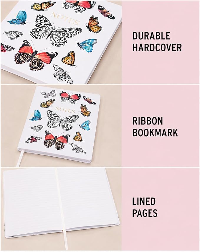 WORLD TRAVELER Large Lined Journal Notebook 256 Ruled White & Ivory Pages | Lay-Flat Binding, Gilded Page Edges Resist Wear, Reinforced Square Corners, Bleed-Resistant Smooth Paper