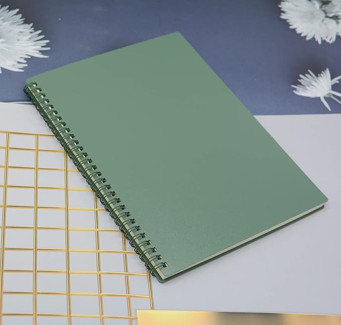 Yansanido Spiral Notebook, 4 Pcs 10 Inch x 7.4 Inch B5 Thick Plastic Hardcover 7mm College Ruled 4 Color 80 Sheets -160 Pages Journals for Study, Work, Travel and Notes (B5, 4 Pcs Dark Color 2)