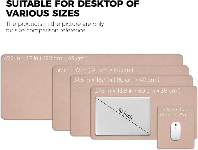 Mouse pad, Non-Slip Washable Waterproof Computer Mouse mat Thick for Laptop Wireless Mouse Home Office Travel, Portable 9.8"x 8.3" S Beige