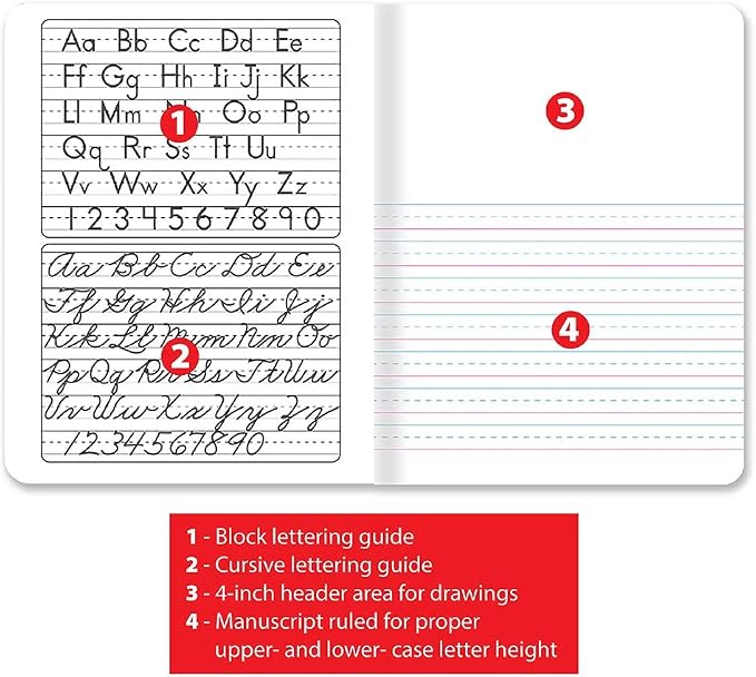 Better Office Products Primary Journals, Hardcover Kindergarten Journal & Kindergarten Composition Notebook, Grades K-2 Primary Composition Book with Picture Space, 100 Sheets