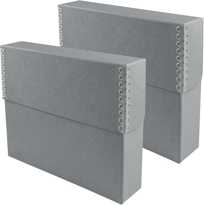 Lineco Archival Document Storage Box, Gray, 15.5" x 10.5" x 2.5" | Legal-Sized, Metal Edge, Acid-Free Boxboard Case, Organize Files, Prints, Photos, Pack of 2