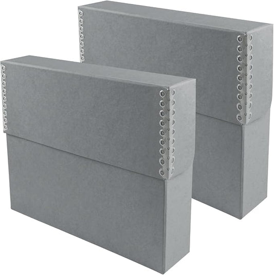 Lineco Archival Document Storage Box, Gray, 15.5" x 10.5" x 2.5" | Legal-Sized, Metal Edge, Acid-Free Boxboard Case, Organize Files, Prints, Photos, Pack of 2