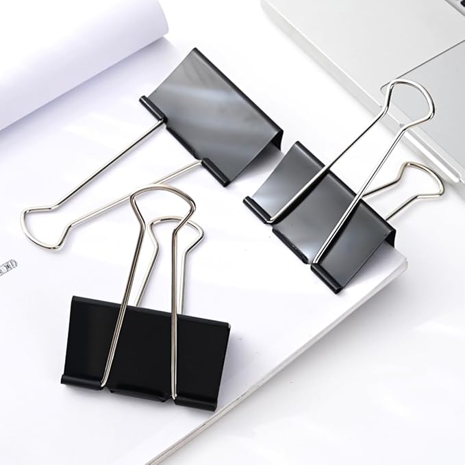 Extra Large Binder Clips 3 inch super big Binder Clips 6 Pack Big Metal Paper Clamps Black (3 Inch)