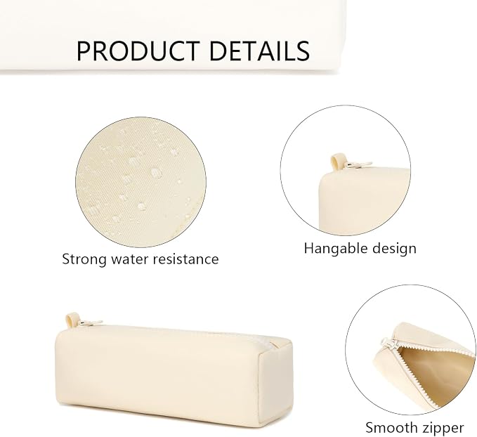 Pencil Case Lightweight and Durable Ideal Pencil Pouch for School and Office Supplies (Cream,Oxford)