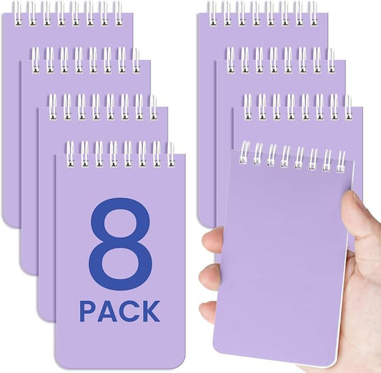 Taja Set of 8 Mini Pocket Notebook Top Spiral Nursing Notepads | Lilac Purple 3" x 5", Mini Little Spiral Notebook, Nursing Notepad, Perfect for Work, School, Office, Nurse, Travel