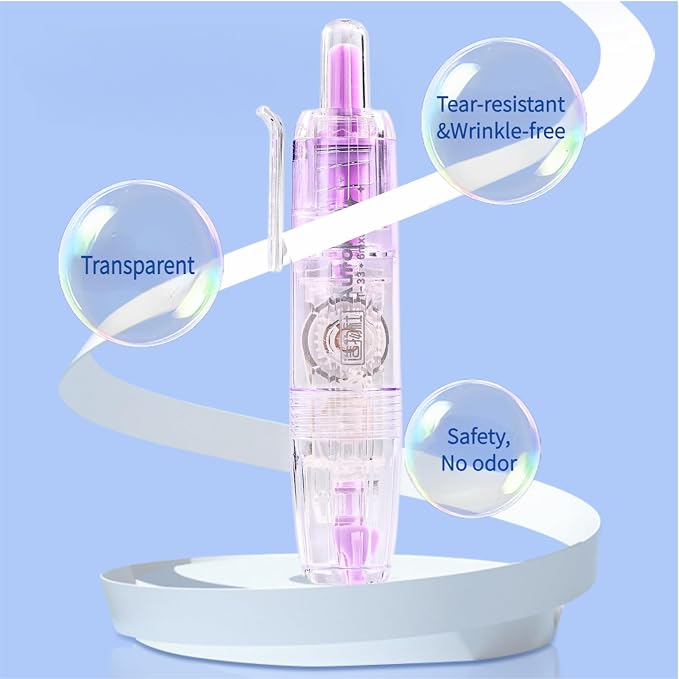 Refillable Correction Tape, 157 ft Total – 2 Pre-Filled Dispensers + 6 Snap-In Refills, School & Office Supplies, Purple+Green