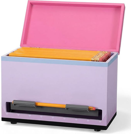 Yalikop 1 Pc Wooden Pencil Dispenser for Classroom Pastel Wood Pencils Holder for up to 200 Pencils Reusable Straw Dispenser for Home Office Teachers Supplies Storage (Pencil,Light Purple)