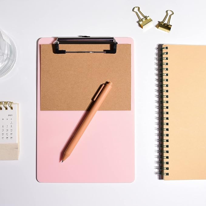Hongri Plastic Small Clipboard, Pink A5 Memo Size Clip Board | Mini Size 6 x 9 in for Students, Teacher, Women, Office & School Supplies