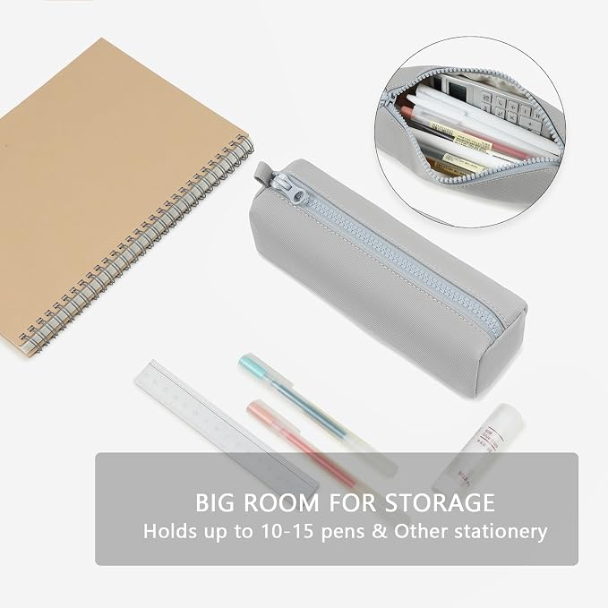 Pencil Case Lightweight and Durable Ideal Pencil Pouch for School and Office Supplies (Light Gray,Oxford)