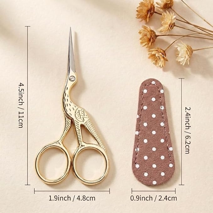 BIHRTC 4.5Inch Embroidery Scissors Sharp Tip Stainless Steel Little Scissors for Knitting Cross Stitch Cutting Embroidery Sewing Handcraft Craft Art Work DIY Tool Gold