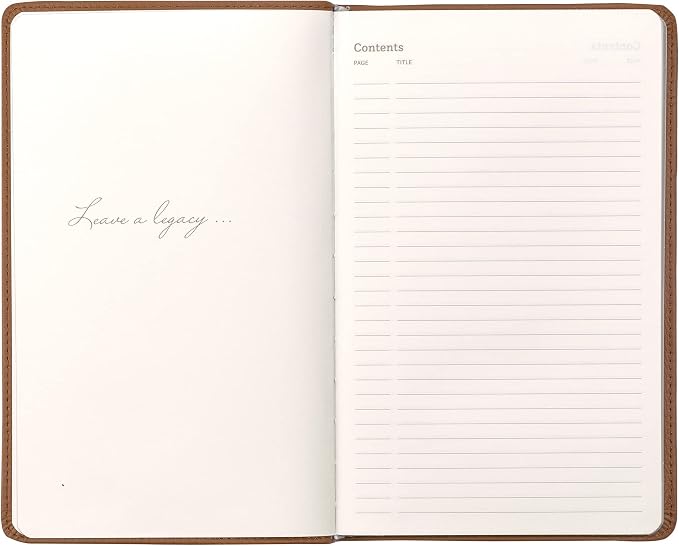 Classic Leather Notebook Writing Journal, Softcover, Narrow Ruled, Table of Contents and Numbered Pages
