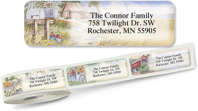 Colorful Images Rolled Return Address Labels | American Countryside, 250 Count, Self-Adhesive With Dispenser, Customize with Name & Shipping Address