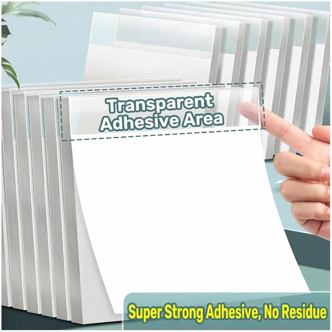 Functional Tabbed StickyNotes Booklet 60 Sheets (Square/Blank/Lined Paper)/Pad 3x3.5 Cute Sticky Notes with Transparent Adhesive Strip Top Great for Home Office School Supplies