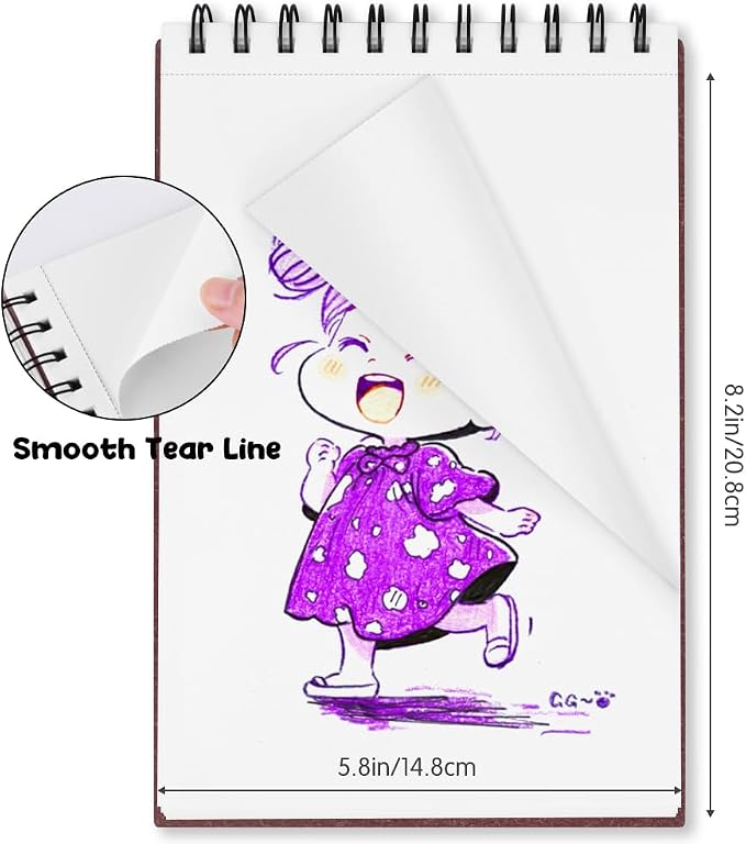 5.8x8.3in Sketch Book, 60Sheets Spiral Bound Notebooks, Bright White 92lbs/150gsm Acid-Free Drawing Paper for Painting,Sketching, Professional Sketch Pad for Artists, Beginners. BW-Wine Red