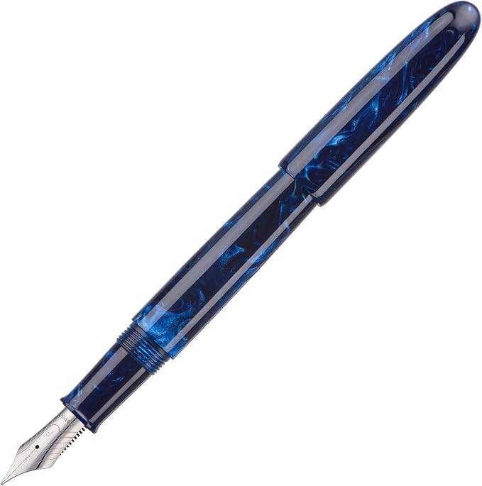 Asvine C80 Fountain Pen #8 Stub 1.1mm Nib Large Handcraft Calligraphy Art Drawing Pen with Converter Pen Case Collection Set (Galaxy Blue)