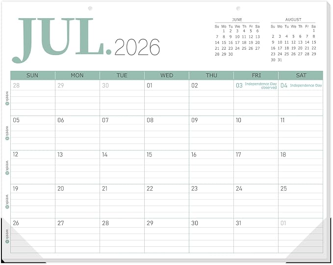 GuassLee Desk Calendar 2026, 19-Month Academic Hanging Desk/Wall Calendar From 2026 Jun-2027 Dec, 14" X 11" Monthly Planner with Thick Paper For Office Home School Desk Organizing