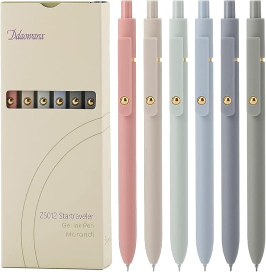 Ddaowanx Gel Pens, 6 Pcs 0.5mm Quick Dry Black Ink Pens Fine Point Smooth Writing Pens, Cute Office School Supplies Gifts for Women