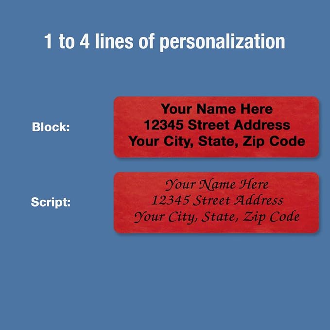 Colorful Images Red Metallic Foil Rolled Return Address Mailing Labels with Dispenser, Customize with Name & Shipping Address, 500 Self Adhesive, Easy Peel Sticker Label Roll, 3/4" x 2 1/2"