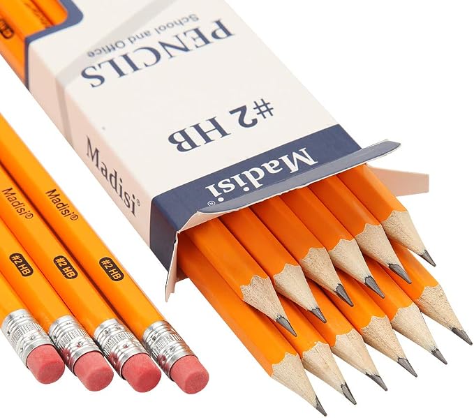 Madisi Wood-Cased #2 HB Pencils Bulk, 192 Count, Pre-sharpened | 16 Packs of 12-Count, Box of Pencil Set, Classroom Supplies, Yellow