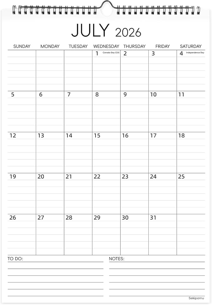 Calendar 2026-2027 Wall Calendar, July 2026 - December 2027, Large 12" x 17", 18 Months Calendar with Hanging Hook for Home Office