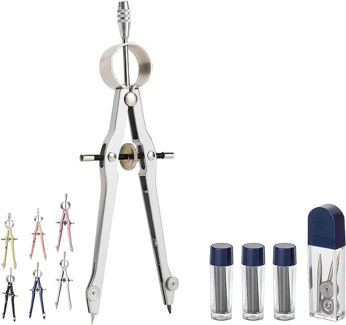 Mr. Pen- Professional Compass for Geometry, Extra Lead | Metal Compass Drawing Tool for Students, Drafting and Engineering, Technical Drawings, Circles and Geometry Projects