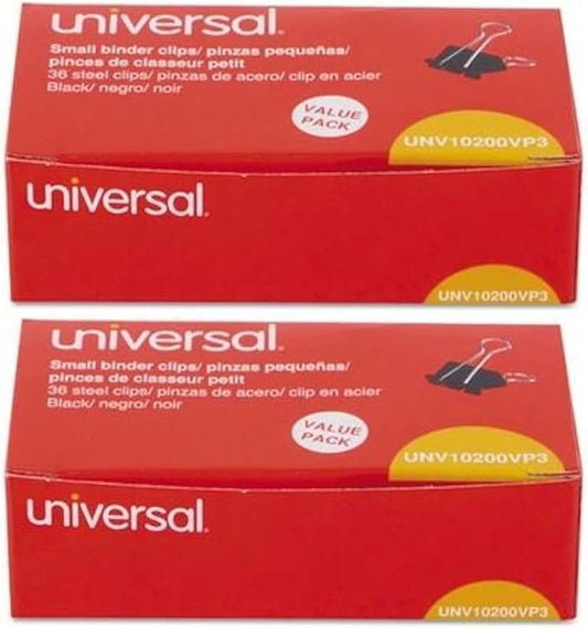 Universal Small Binder Clips, Steel Wire, 3/8 Cap, 3/4 Wide, Black/Silver, 2-36 Pack, UNV10200