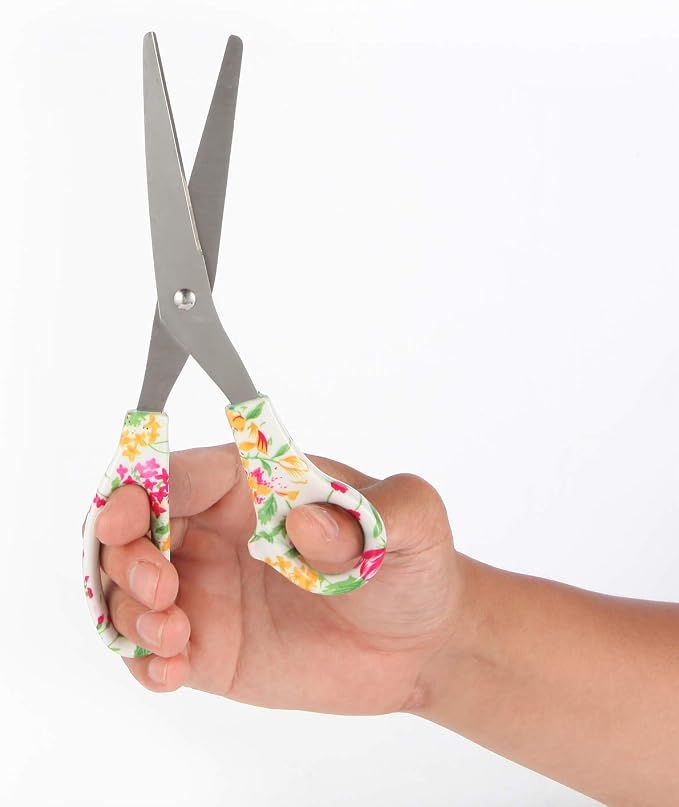 VIBRANZ-LAB Modern Multicolor Floral Craft Scissors, 8" Heavy Duty, Sharp Blades, Comfort-Grip, Ambidextrous, 1 Count