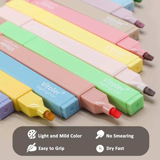 Vitoler 20Pcs Highlighters,Pastel Highlighters Set,Assorted Morandi Color Highlighter, Chisel Tip Bible Highlighter for School Office Supplies | Aesthetic,Cute Pastel,No Bleed,Dry Fast, Bible Study for Journaling Planner Notes School Supplies
