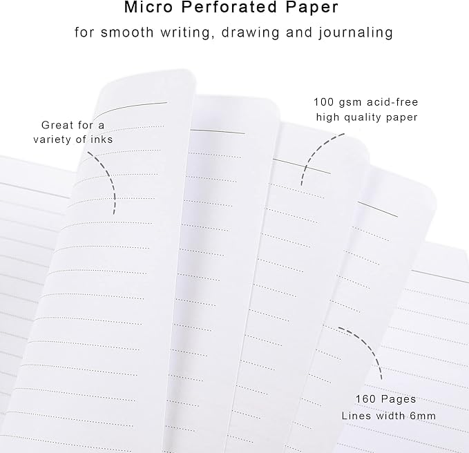Lined Journal Notebook, Marble Hardcover, Medium 5.7 x 8.4 in, 160 Pages Thick Paper, Cute Aesthetic College Ruled Notebook for Journaling Writing Work Office School Men Women, Black White Gold