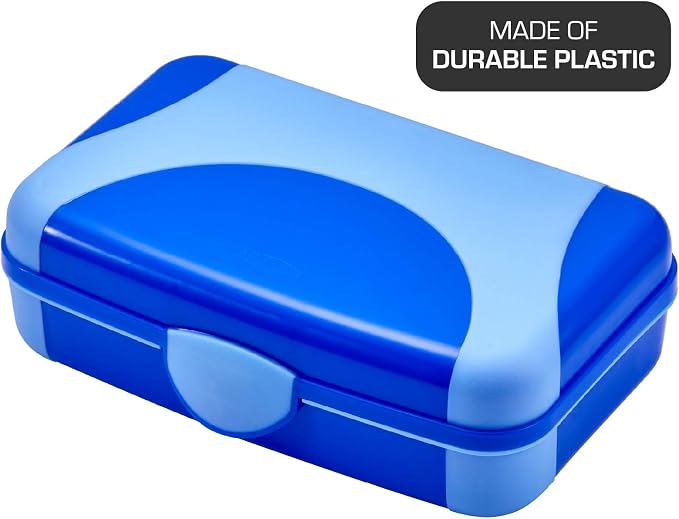LockerMate by Bostitch Hard Pencil Case, Durable Plastic Pencil Box, Kid-Friendly Colors in Blue & Turquoise, 2-Pack