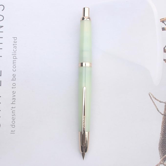 JINHAO 20 Celestial Jade Gold Clip Resin Press Fountain Pen EF Ink Pen With Converter Stationery School Supplies