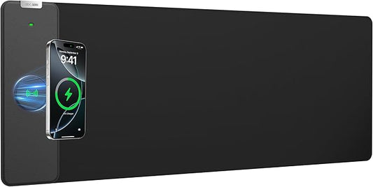 Magnetic Wireless Charging Mouse Pad, 31.5"x11.8" Large Desk Mat | Waterproof Mousepad, Smooth Glide, Stitched Edge, Non-Slip Rubber Base, Desk Pad Computer Keyboard Mat, No Adapter
