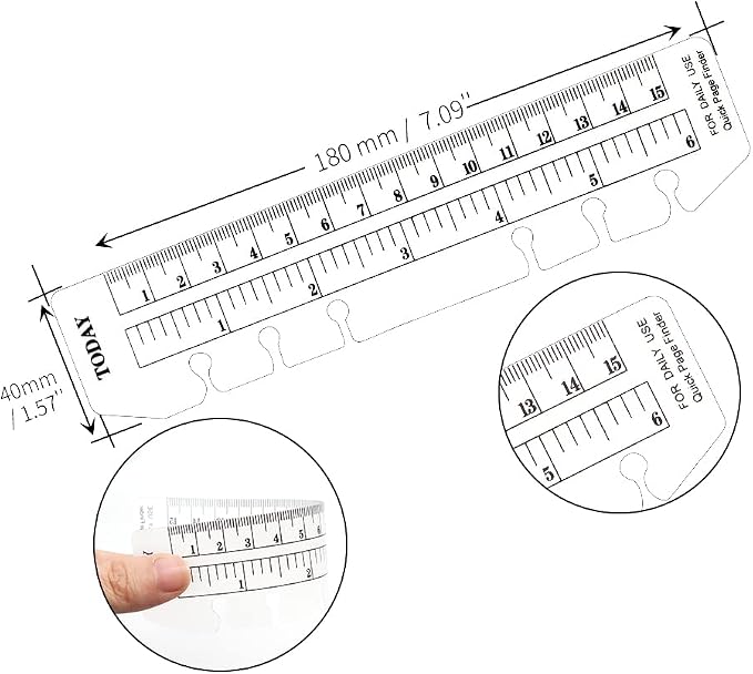 10 Pack Clear Ruler Bookmark Plastic Binder Divider A6 Straight Ruler Page Markers Today Planner Page Finders for A6 6 Ring Notebook Binder Refillable Journal