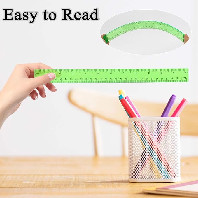 Plastic Clear Ruler Math Set, 6" | 12" Straight Ruler Protractor, 2 Protractors 180 Degree 2 Triangle Rulers 45 | 60 Degree 2 Straight Rulers Measuring Tool for School Office Home Supplie,Green