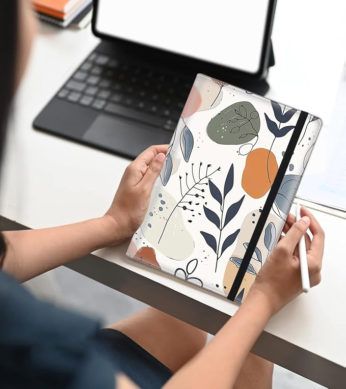 A5 Leather Lined Journal Notebook, 200 Pages Hardcover Executive Notebook for Men Women Office School Note Taking, Thick Writing Paper Daily Journal with Bookmarks/Indexes,Painting