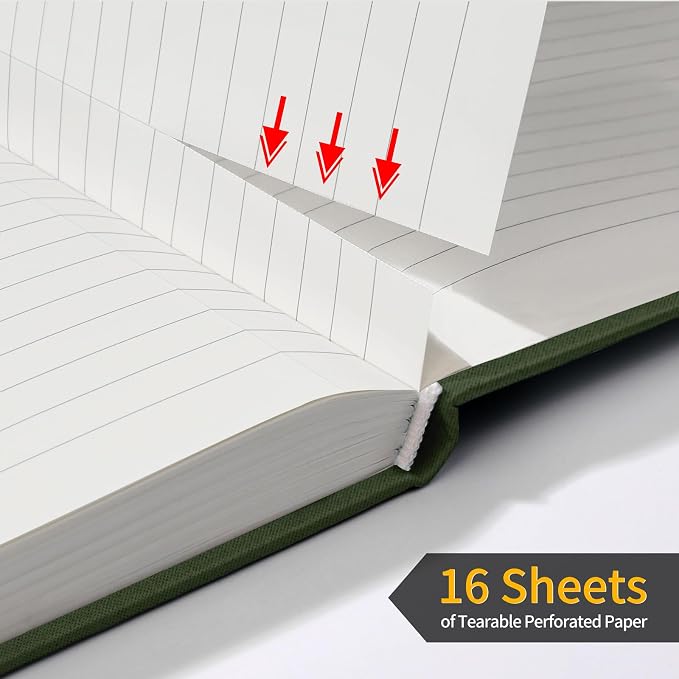 Annecy Lined Journal Notebook, Hardcover Leather Journal for Women & Men, 160 Numbered Pages, Medium 5.5" x 8.25", 100 GSM Thick Paper, Deep Green