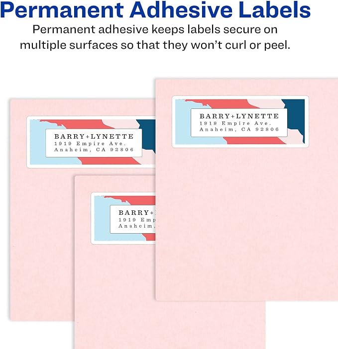 Avery Easy Peel Address Labels, Inkjet Printers, White, 1" x 2-5/8", Box of 750 Labels (08160)