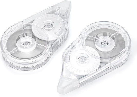 2 Pcs Correction Tape, 98.43 Ft White Wrong Out Tear-Resistant Bulk, Instant Corrections Easy To Use Applicator for School, Office, Note Taking, Journal (Tape Width 0.2 in，Clear)