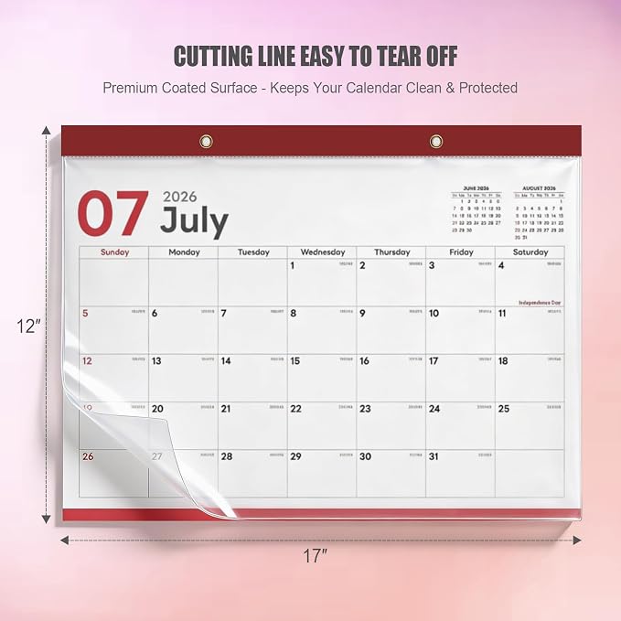 COMIX Desk Calendar 2026-2027, 17" x 12" Monthly Desktop Planner Pad with Frosted Cover, 18 Months July 2026 to December 2027, Thick 120 GSM Paper for Office School Home,3 Pack