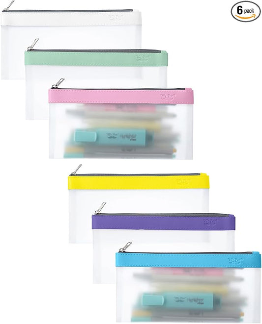 Mr. Pen- Clear Pencil Pouch, 8.50"x4.25", 6 Pack, Durable TPU Material | Medium Water-Resistant Pencil Bags with Smooth Zipper, Multipurpose Clear Pouch for Stationery, School, Office