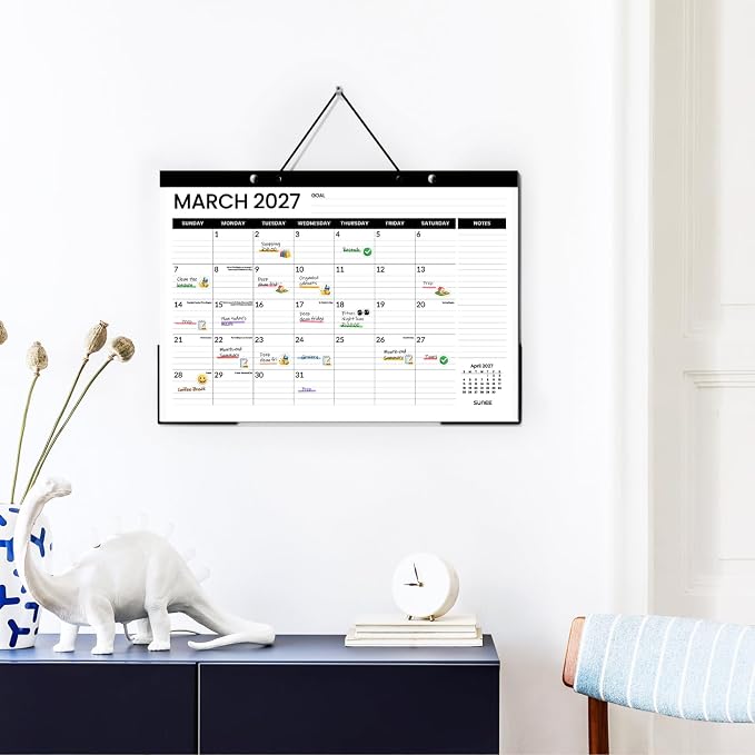 SUNEE Desk Calendar 2026-2027 3 Packs - 18 Month Calendar Oct 2026 - Mar 2028, 17" x 12" Desktop Calendar with Notes, for Planning, Organizing in Family, School or Office - Black 2026-2027 Calendar