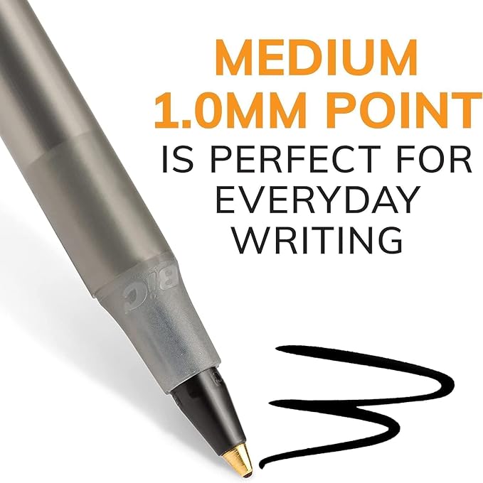 BIC Round Stic Xtra Life Ballpoint Pens - 1mm, Pack of 96 Black Pens | Medium Point, Ultra Long Lasting and Consistent Ink Flow, No. 1 Selling Ballpoint Pens