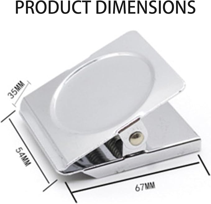 Square Strong Magnetic Clips, 2.3"-6 Pcs, 57 mm, Silver, Heavy Duty Refrigerator Magnet Clips, Magnets, Office Supplies, Photo Displays